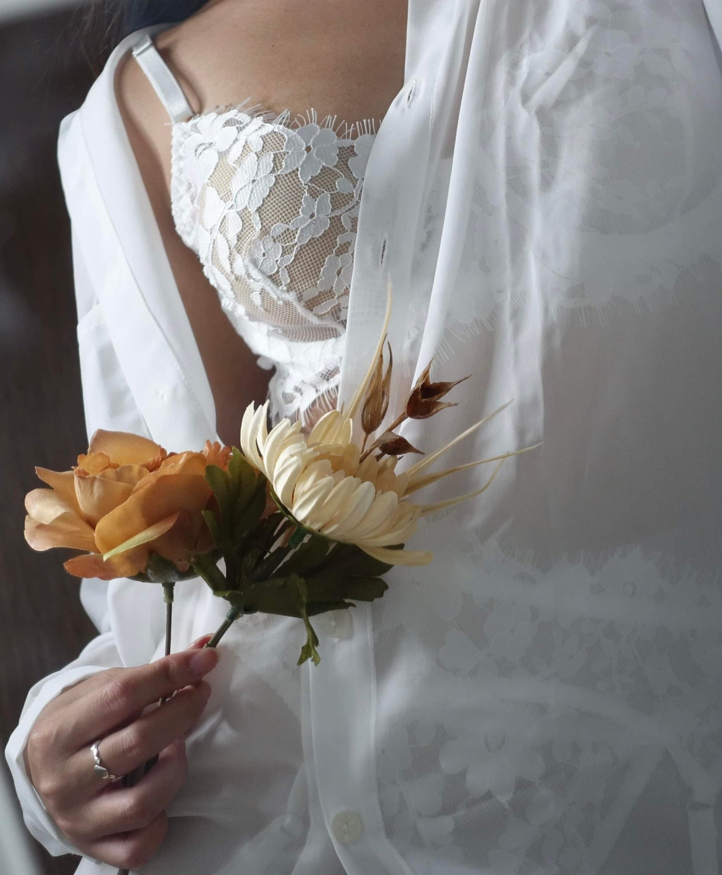 Sheer Lace White Bridal Lingerie See Through Set