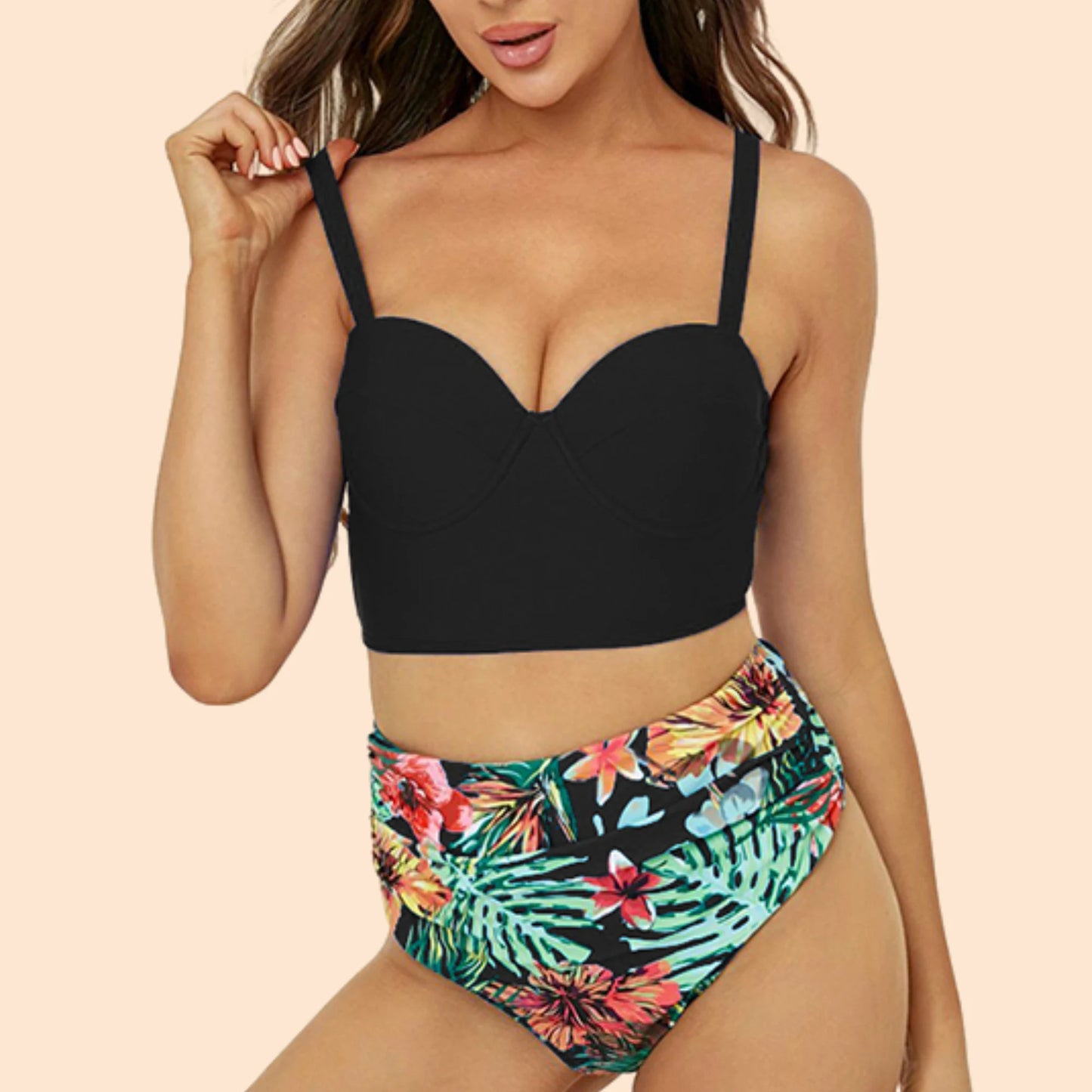 Two Piece High Waist Sexy Push Up Tropical Bikini Set