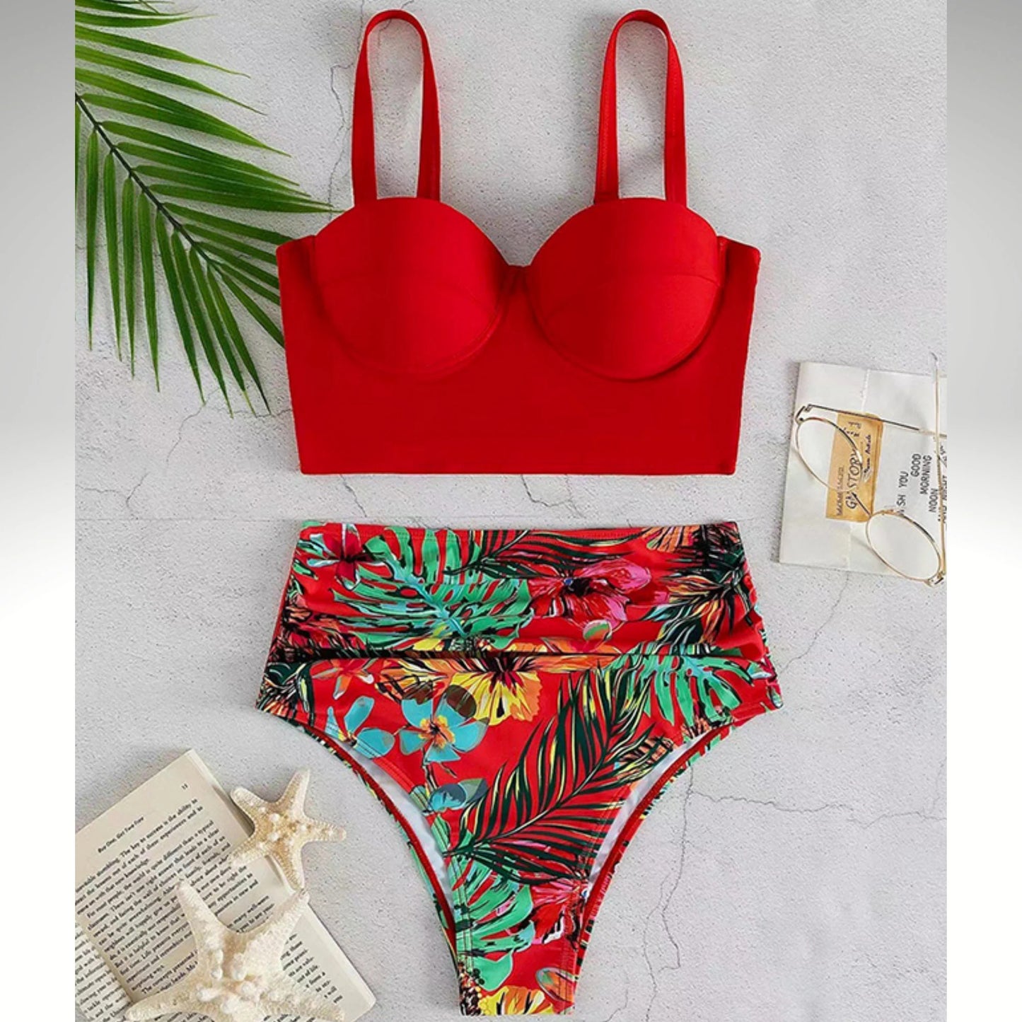 Two Piece High Waist Sexy Push Up Tropical Bikini Set