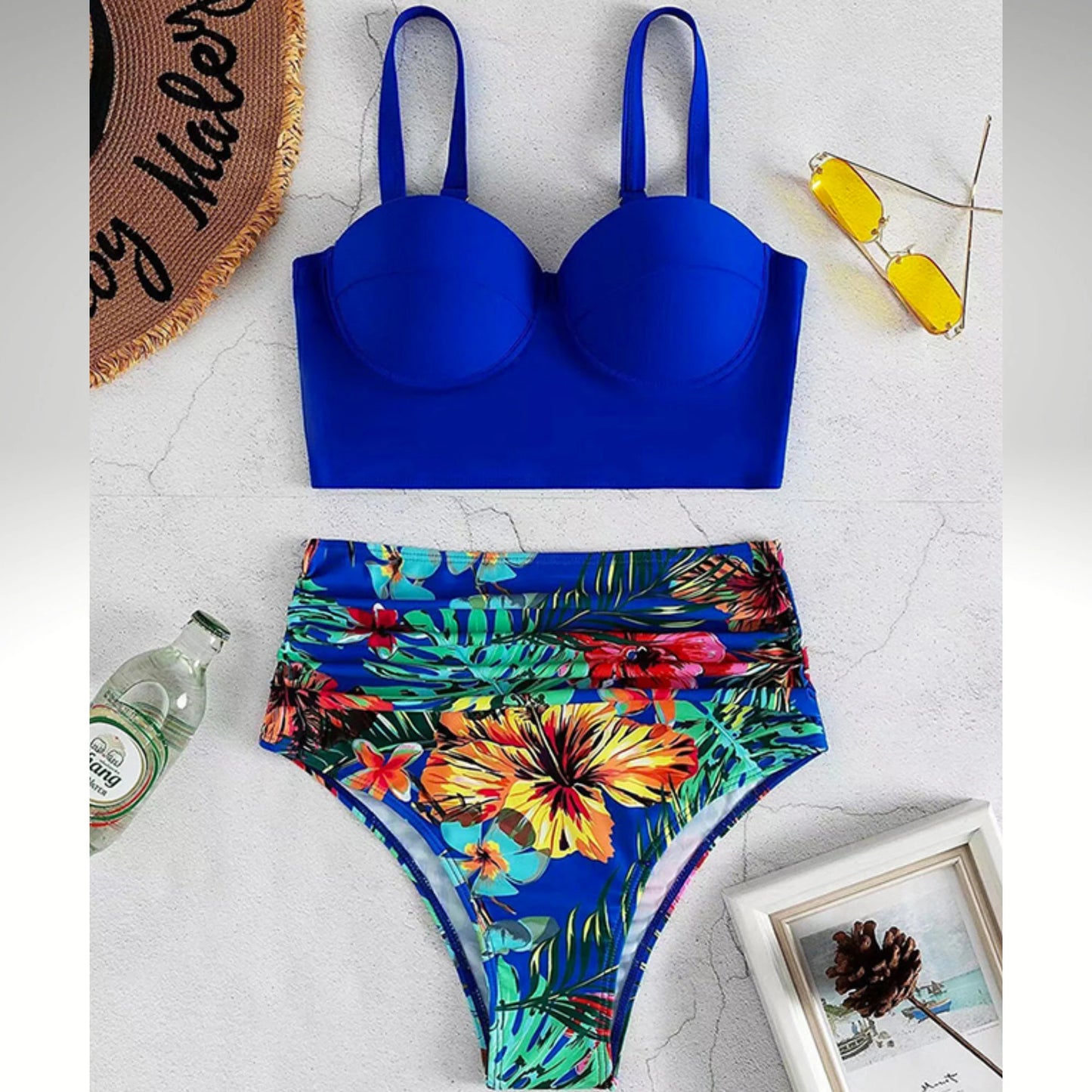 Two Piece High Waist Sexy Push Up Tropical Bikini Set