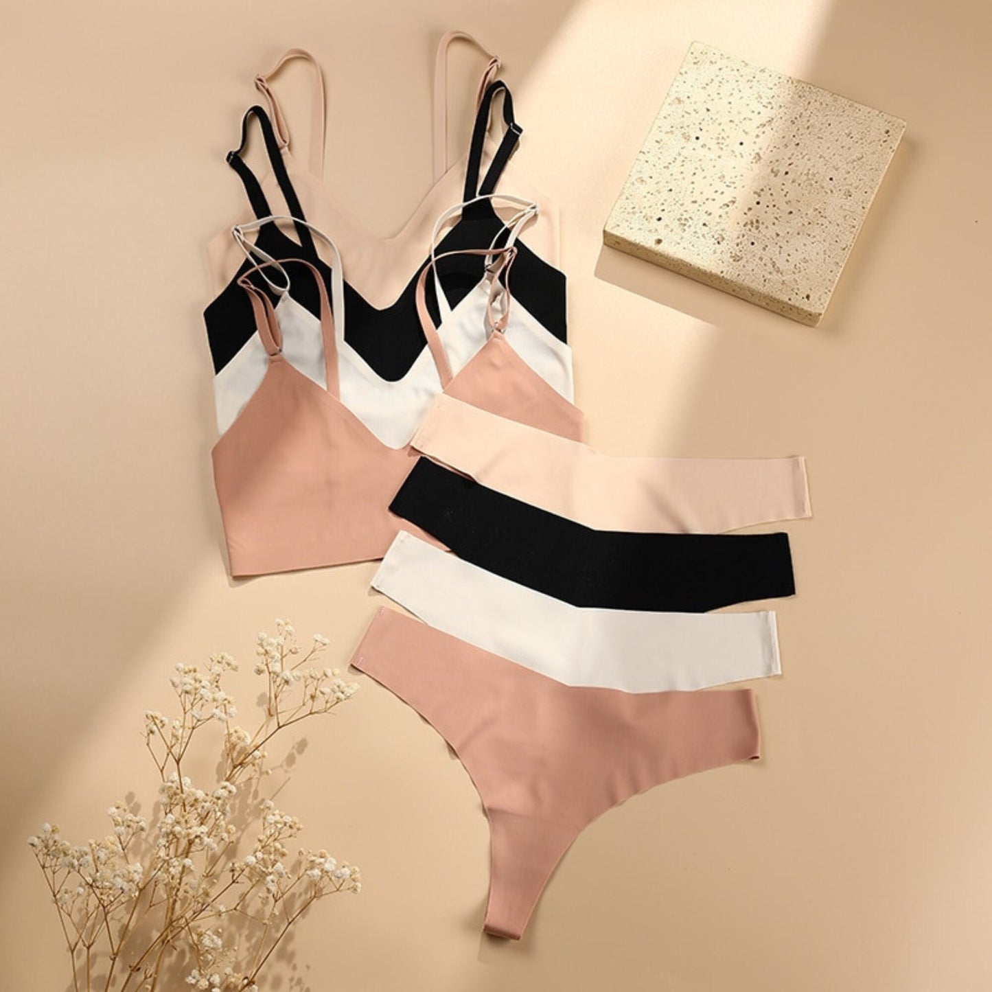 Ice Silk Spandex Seamless Lingerie Set