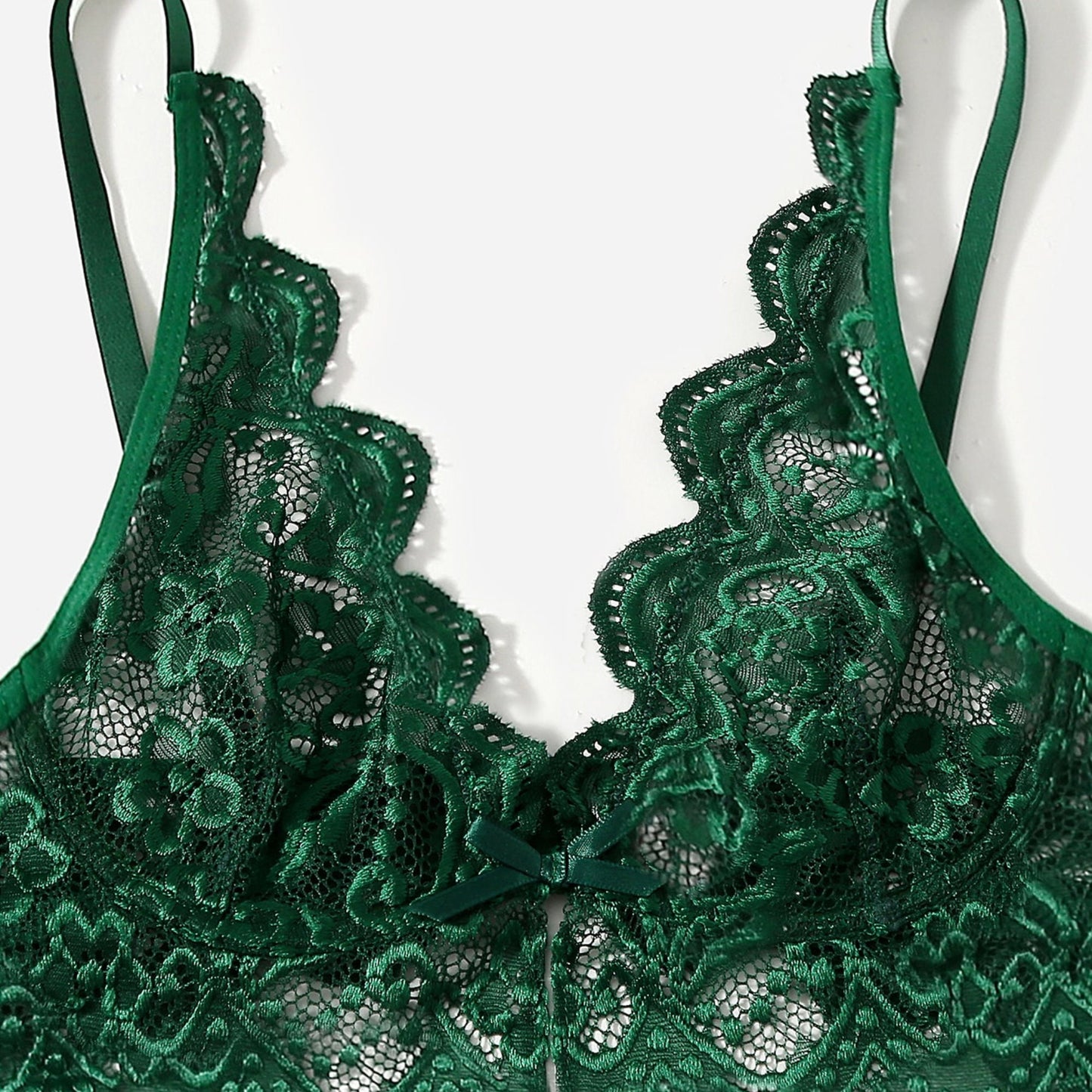 Emerald Green Lace Embroidery Bra and Panty Set