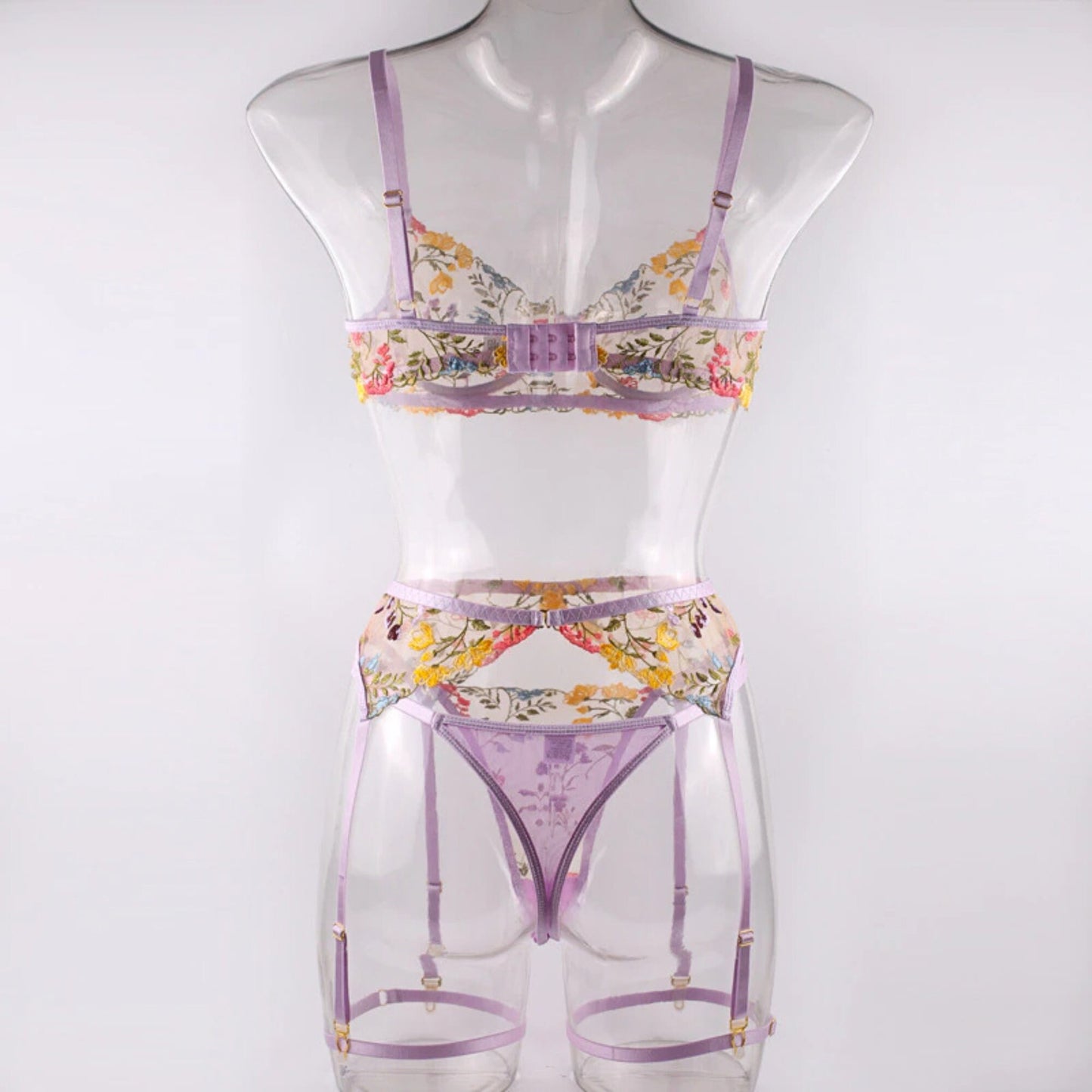 See Through Floral Lace Lingerie Set