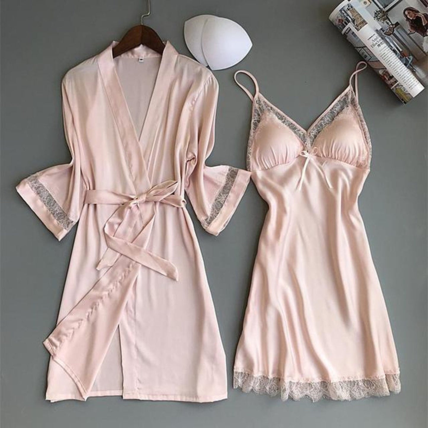 Wedding Silk Robe and Dress Set Nightgown