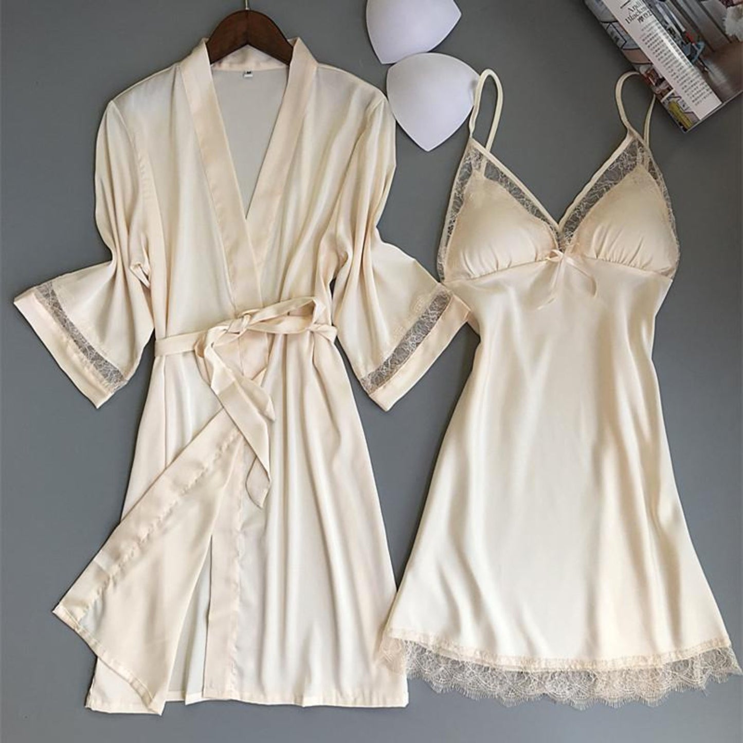Wedding Silk Robe and Dress Set Nightgown