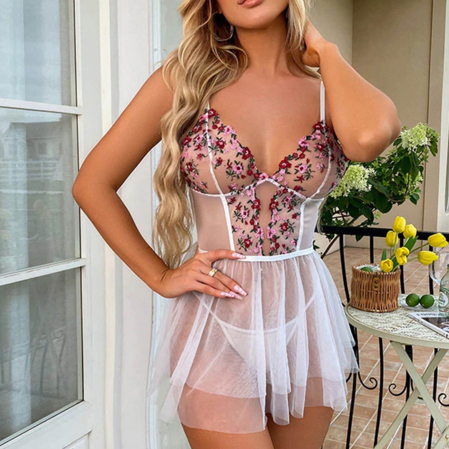 Wedding Lace Sheer Mini Nightdress
