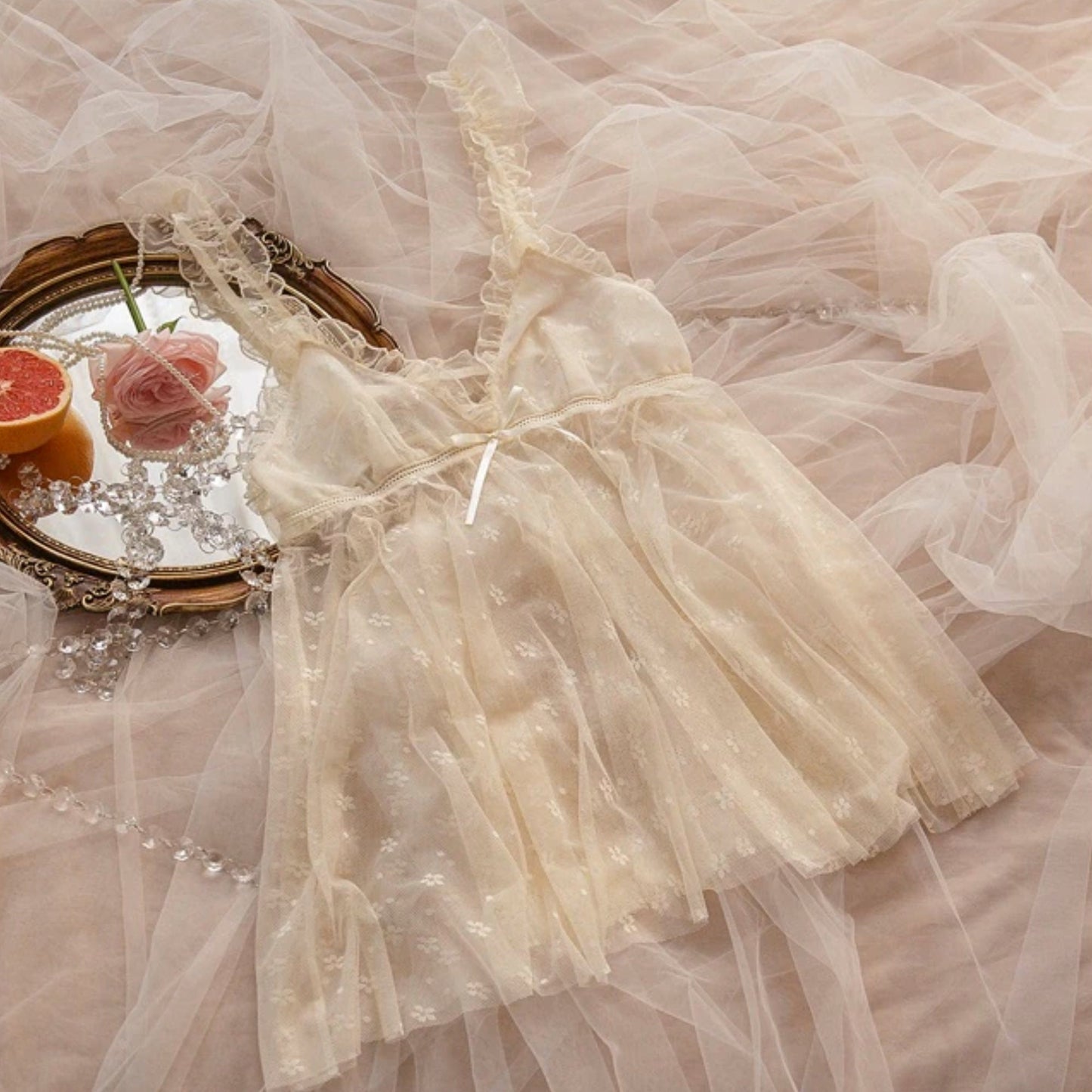 Gauze Lace See Through Nightgown, Hot Lavender Sling Pajamas