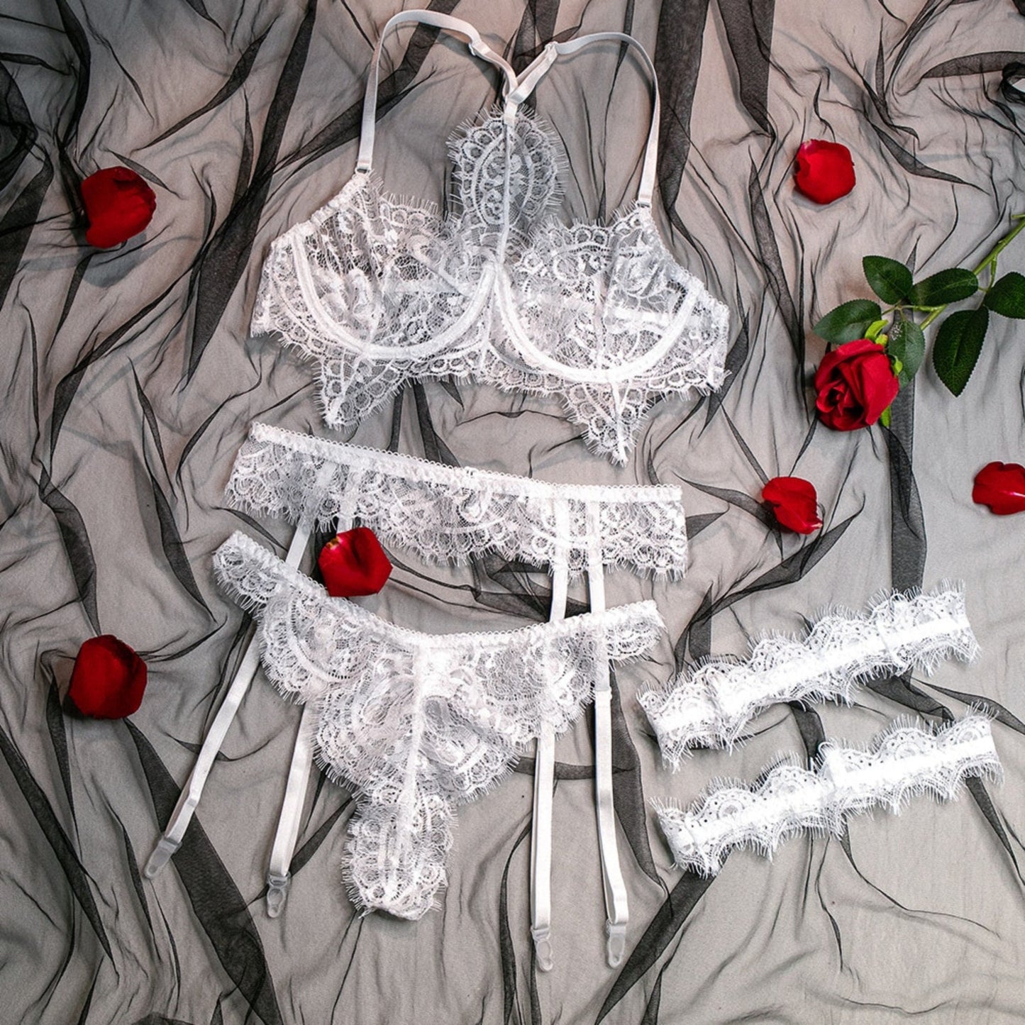 See Through Wedding Lingerie Boudoir Set