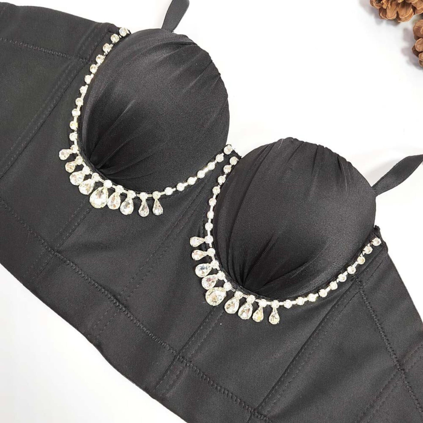 Rhinestone Cropped Bustier Top
