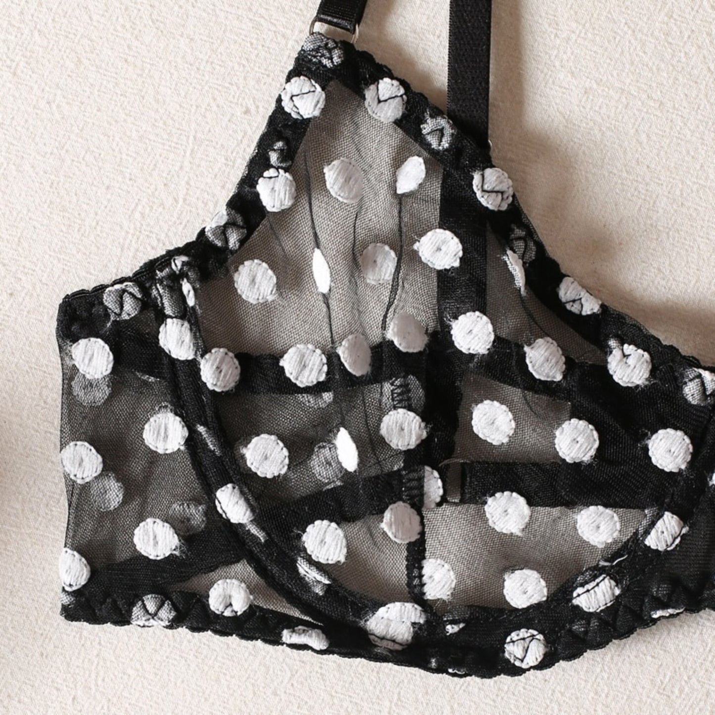 Polka Dot Sheer See Through Boudoir Lingerie Set