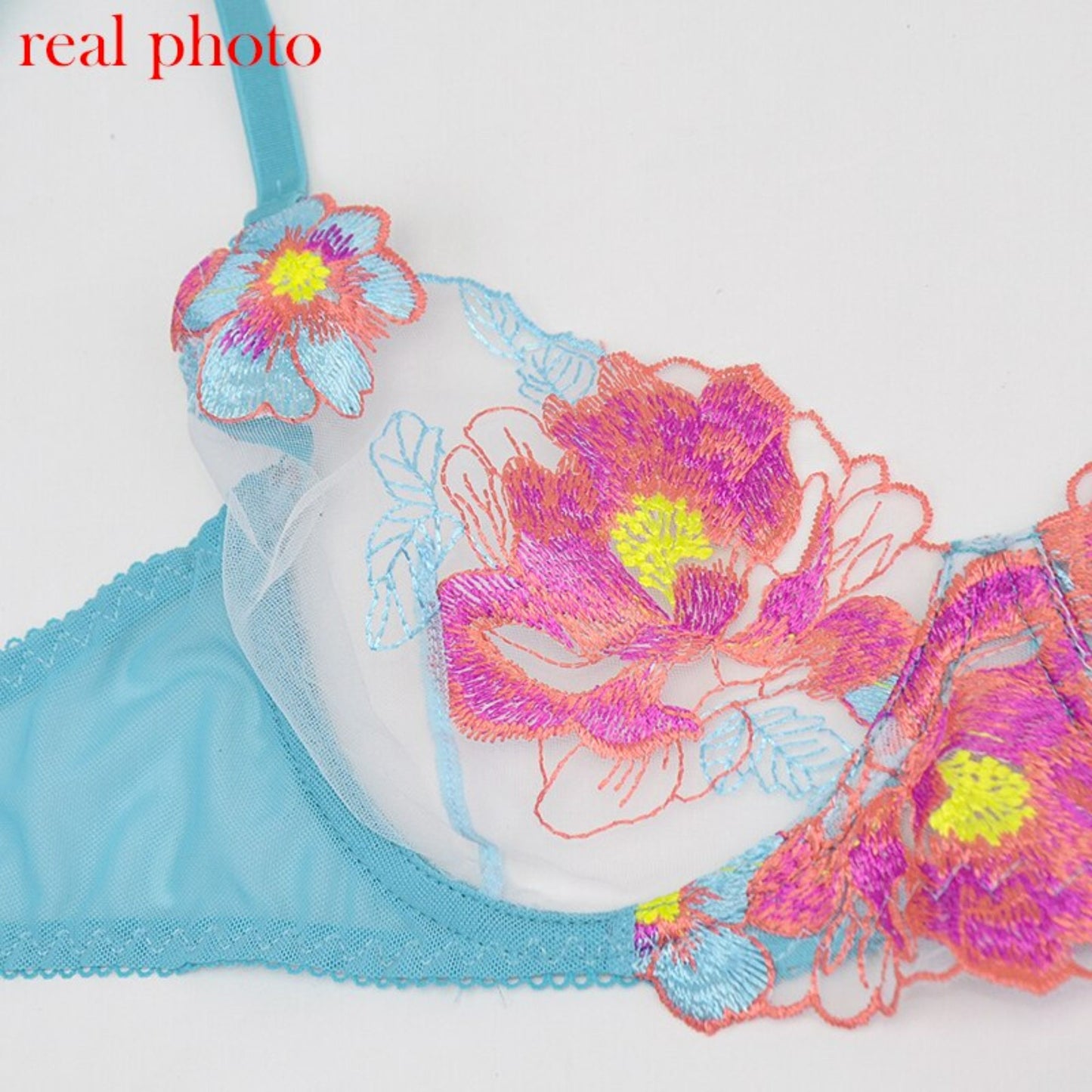 See Through Uncensored Sheer Floral Embroidery Boudoir Lingerie Sets
