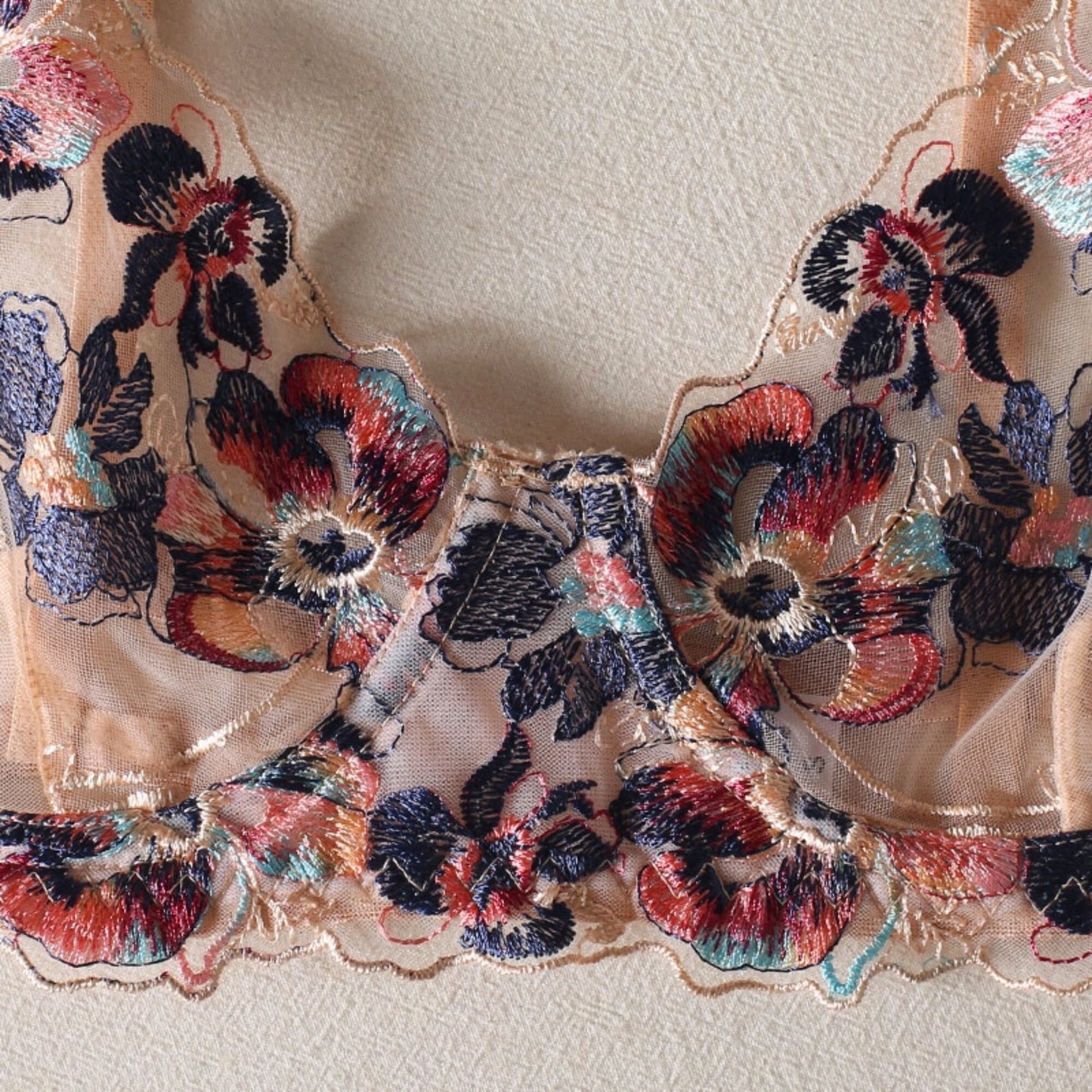 Floral Embroidery Boudoir Lingerie Set