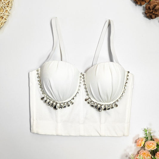 Rhinestone Cropped Bustier Top