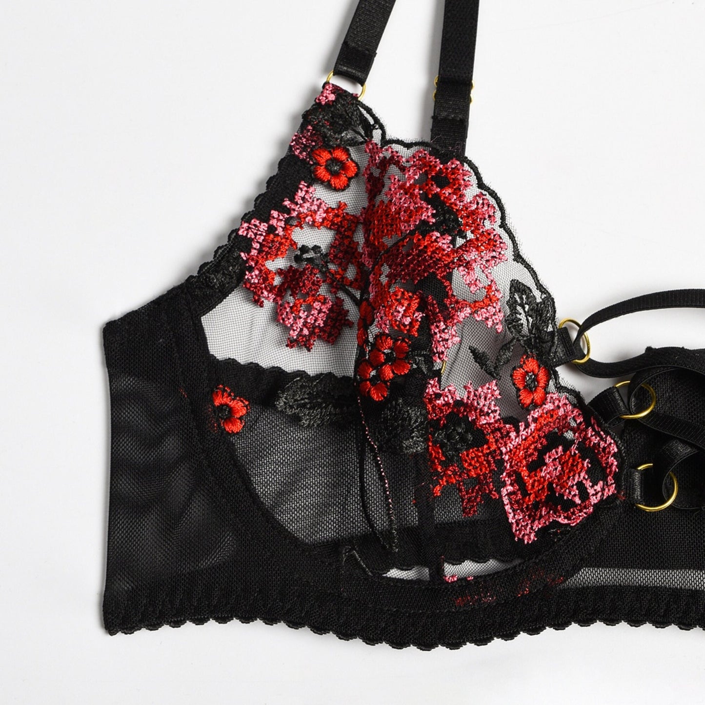 Sensual Red Black Tummy Shaper Lingerie Set