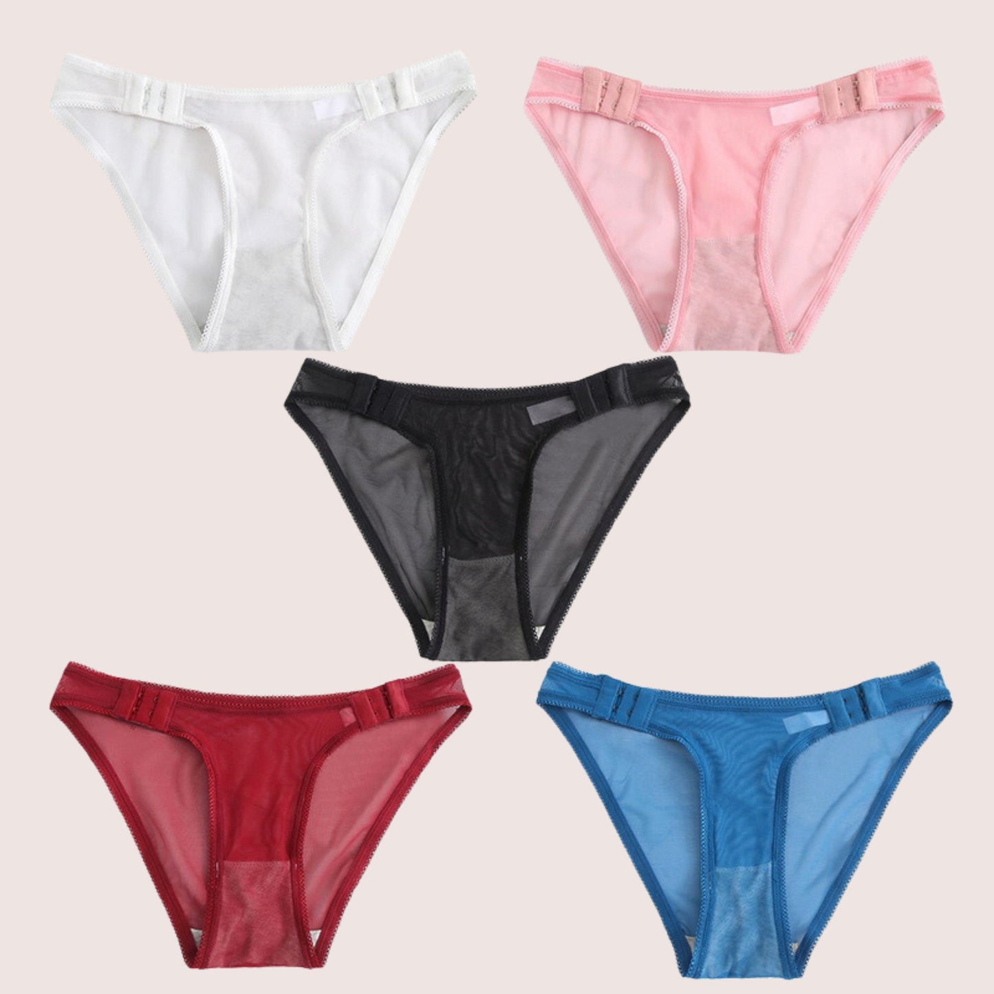 Underwear Mesh See-through Unique Side Hook and Eye