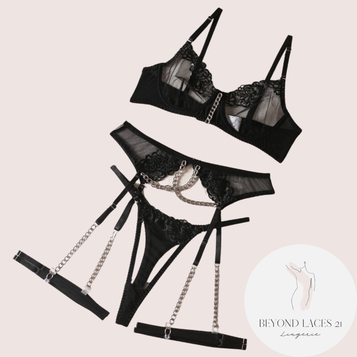 Audrey Chain Garter Boudoir Lingerie Set